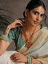 Blouse - Green Jacquard V neck